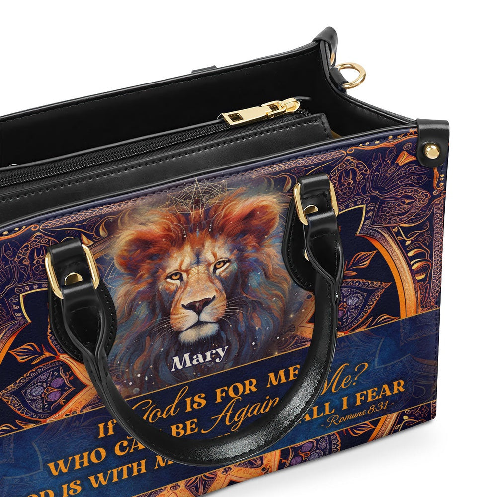 Personalized Christian Leather Bag, If God Is For Me Leather Handbag, Faith Handbag