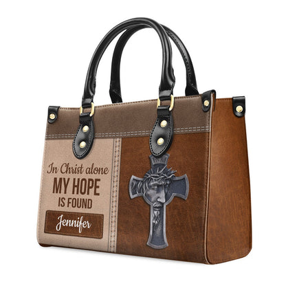 Personalized Christian Leather Bag, In Christ Alone My Hope Is Found - Special Personalized Cross Leather Handbag, Faith Handbag