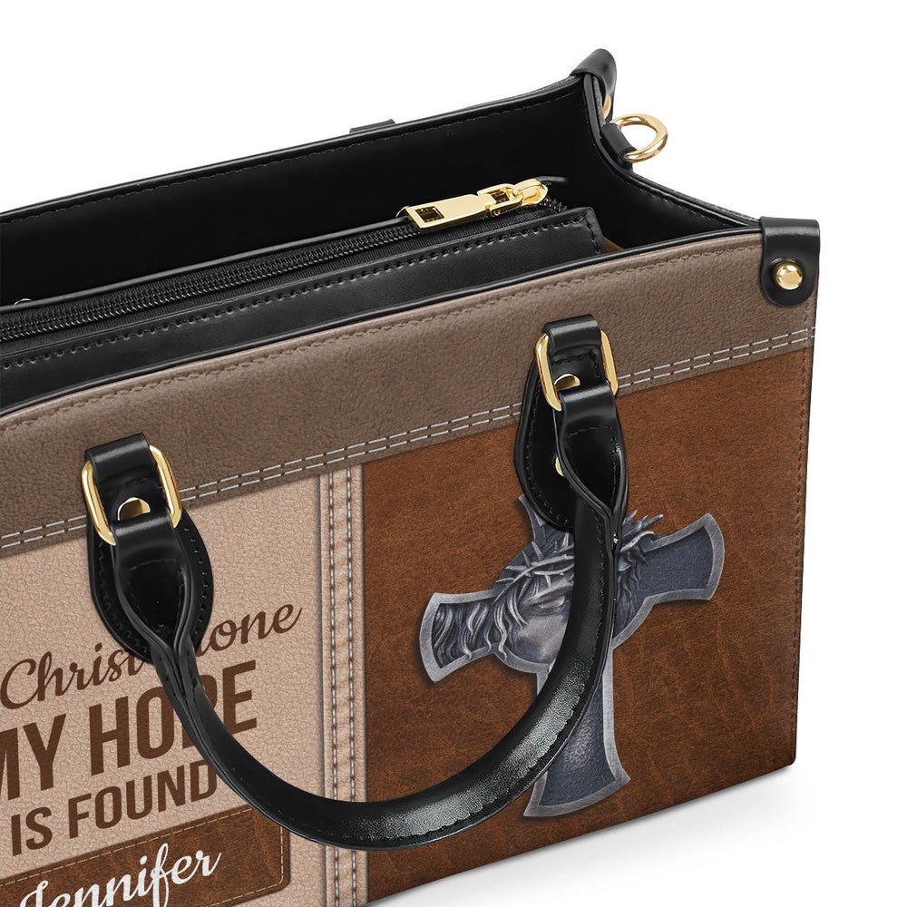 Personalized Christian Leather Bag, In Christ Alone My Hope Is Found - Special Personalized Cross Leather Handbag, Faith Handbag