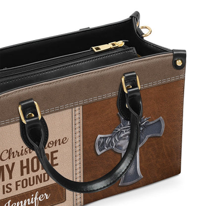 Personalized Christian Leather Bag, In Christ Alone My Hope Is Found - Special Personalized Cross Leather Handbag, Faith Handbag