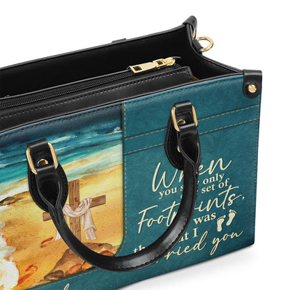 Personalized Christian Leather Bag, In The Sand Leather Handbag, Special Gift For Christian Ladies, Faith Handbag