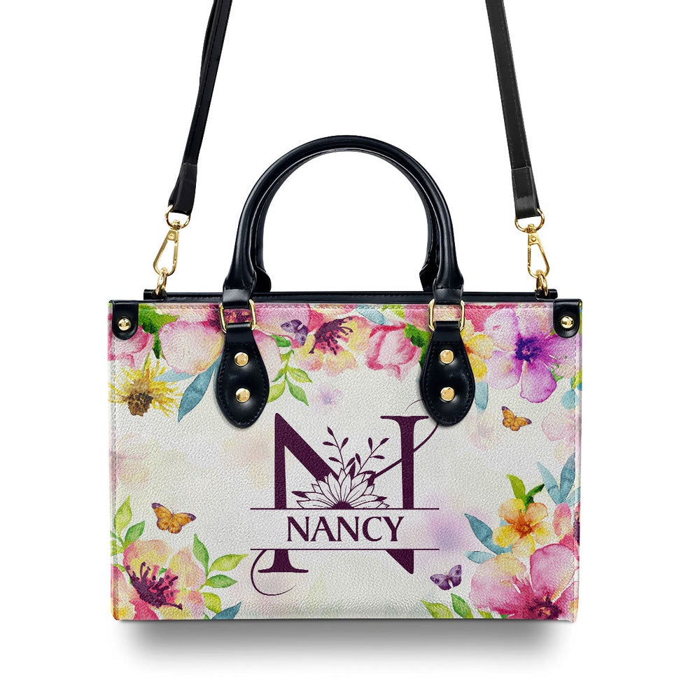 Personalized Christian Leather Bag, Initial Letter Leather Handbag, Faith Handbag