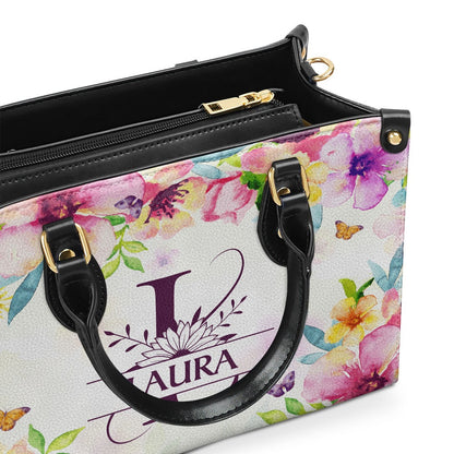 Personalized Christian Leather Bag, Initial Letter Leather Handbag, Faith Handbag