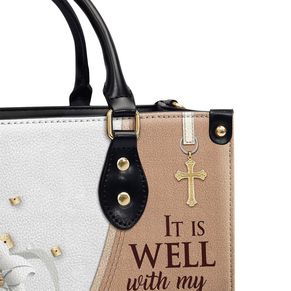 Personalized Christian Leather Bag, It Is Well With My Soul Leather Handbag, Faith Handbag