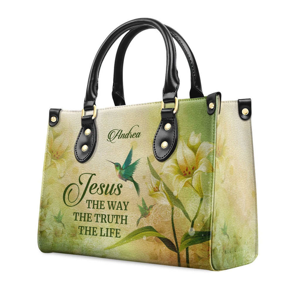 Personalized Christian Leather Bag, Jesus The Way The Truth The Life - Special Personalized Leather Handbag, Faith Handbag