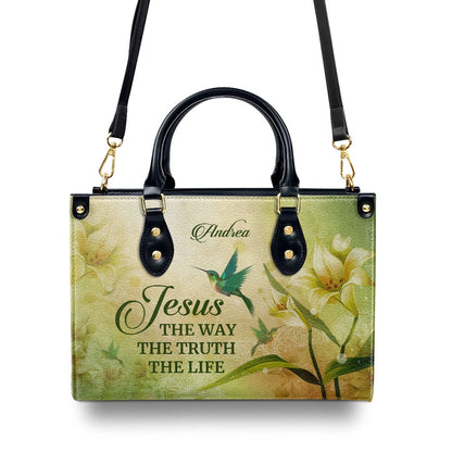 Personalized Christian Leather Bag, Jesus The Way The Truth The Life - Special Personalized Leather Handbag, Faith Handbag