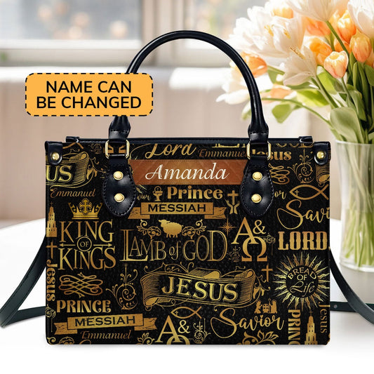 Personalized Christian Leather Bag, Lamb Of God Leather Handbag, Faith Handbag