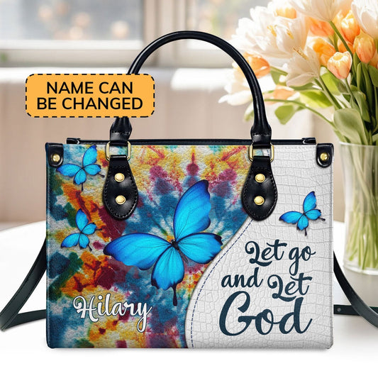 Personalized Christian Leather Bag, Let Go And Let Leather Handbag, Faith Handbag