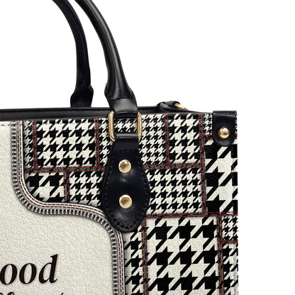 Personalized Christian Leather Bag, Life Is Good Because God Is Great - Black And White Christian Leather Handbag, Faith Handbag
