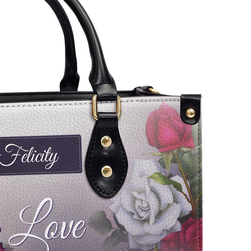Personalized Christian Leather Bag, Love Is A Gift From God Religious Romantic Leather Handbag, Gifts For Christian Women, Faith Handbag