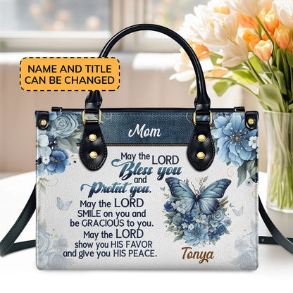 Personalized Christian Leather Bag, May The Lord Bless You Leather Handbag, Faith Handbag