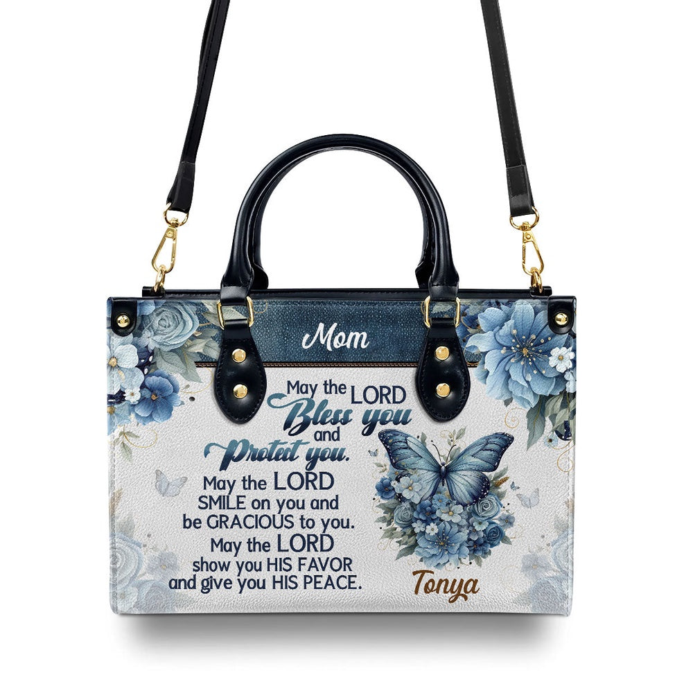 Personalized Christian Leather Bag, May The Lord Bless You Leather Handbag, Faith Handbag