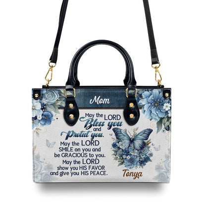 Personalized Christian Leather Bag, May The Lord Bless You Leather Handbag, Faith Handbag