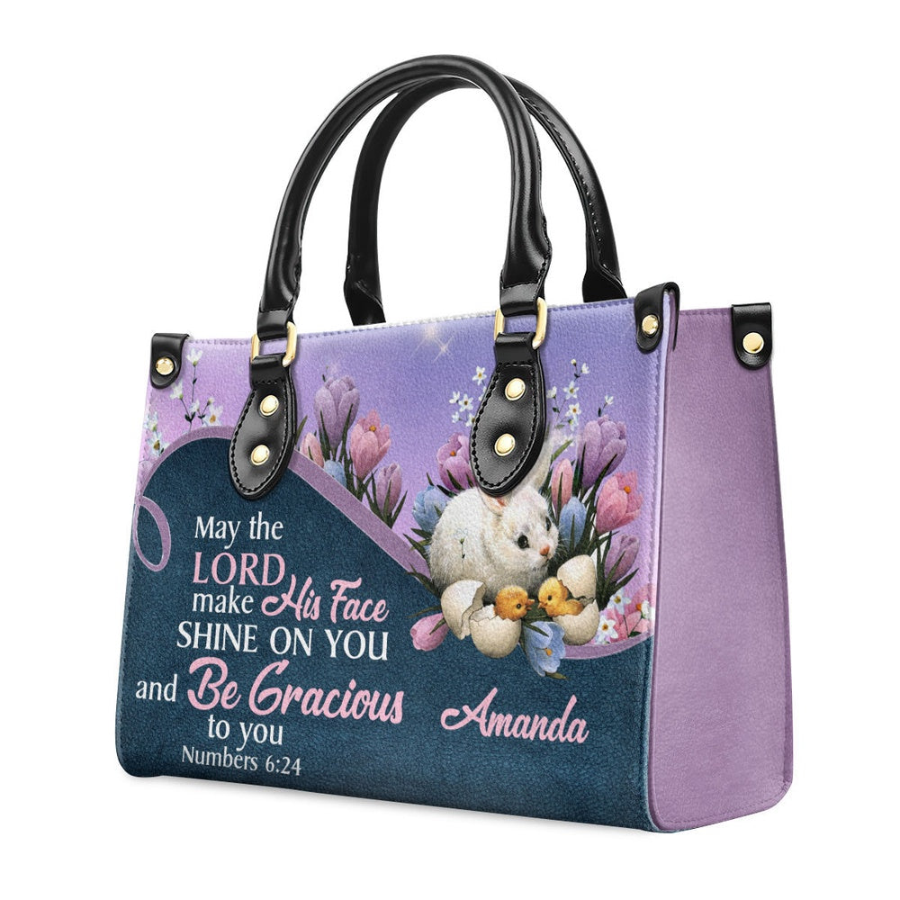Personalized Christian Leather Bag, May The Lord Make His Face Shine On You And Be Gracious To You Leather Handbag, Faith Handbag