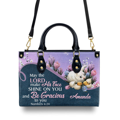 Personalized Christian Leather Bag, May The Lord Make His Face Shine On You And Be Gracious To You Leather Handbag, Faith Handbag