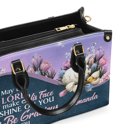 Personalized Christian Leather Bag, May The Lord Make His Face Shine On You And Be Gracious To You Leather Handbag, Faith Handbag