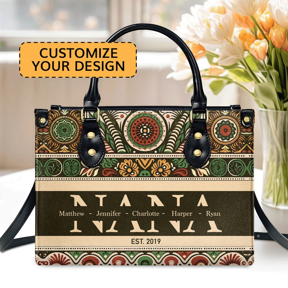 Personalized Christian Leather Bag, MomNana Personalized Leather Handbag, Faith Handbag