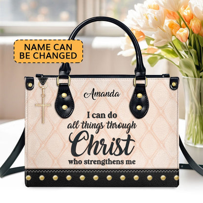 Personalized Christian Leather Bag, Must-Have Leather Handbag - I Can Do All Things Through Christ, Faith Handbag