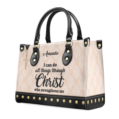 Personalized Christian Leather Bag, Must-Have Leather Handbag - I Can Do All Things Through Christ, Faith Handbag