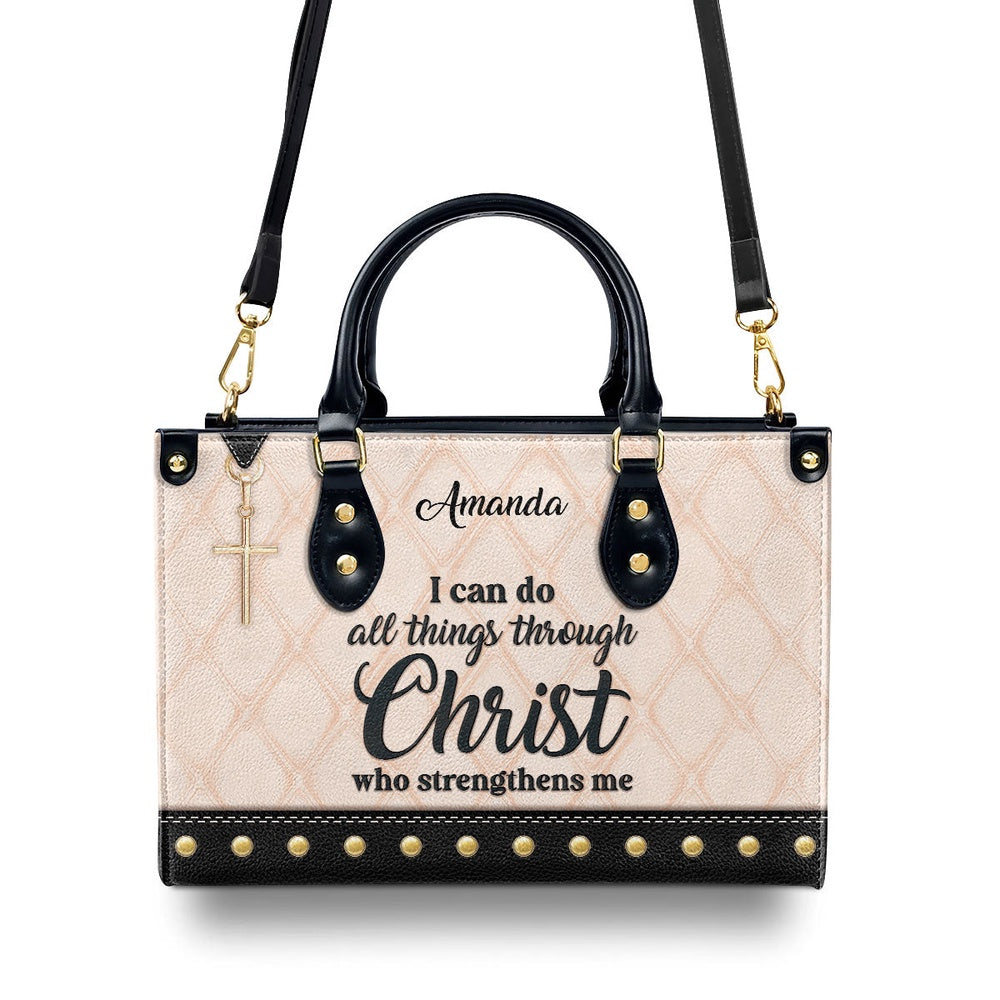 Personalized Christian Leather Bag, Must-Have Leather Handbag - I Can Do All Things Through Christ, Faith Handbag