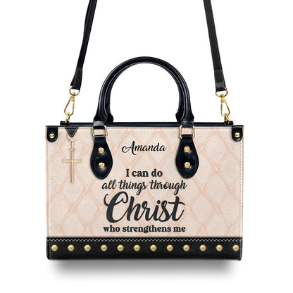 Personalized Christian Leather Bag, Must-Have Leather Handbag - I Can Do All Things Through Christ, Faith Handbag