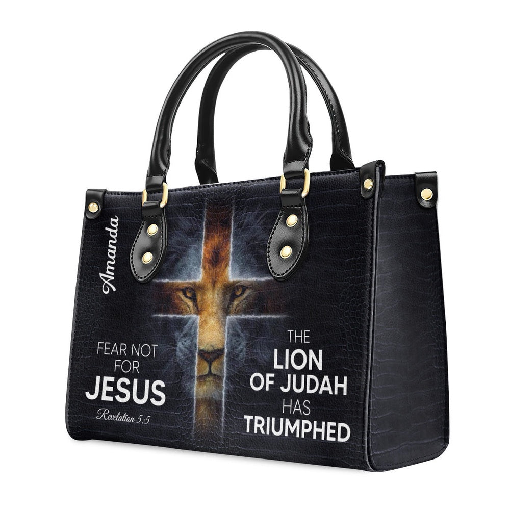 Personalized Christian Leather Bag, Must-Have Personalized Cross Leather Handbag - The Lion Of Judah Has Triumphed, Faith Handbag