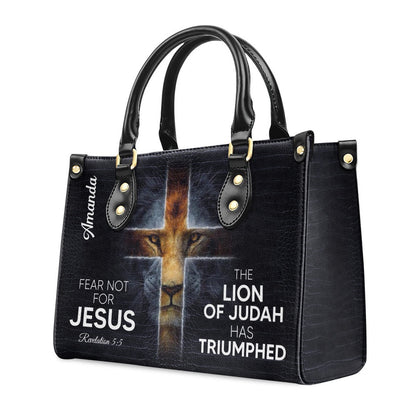 Personalized Christian Leather Bag, Must-Have Personalized Cross Leather Handbag - The Lion Of Judah Has Triumphed, Faith Handbag