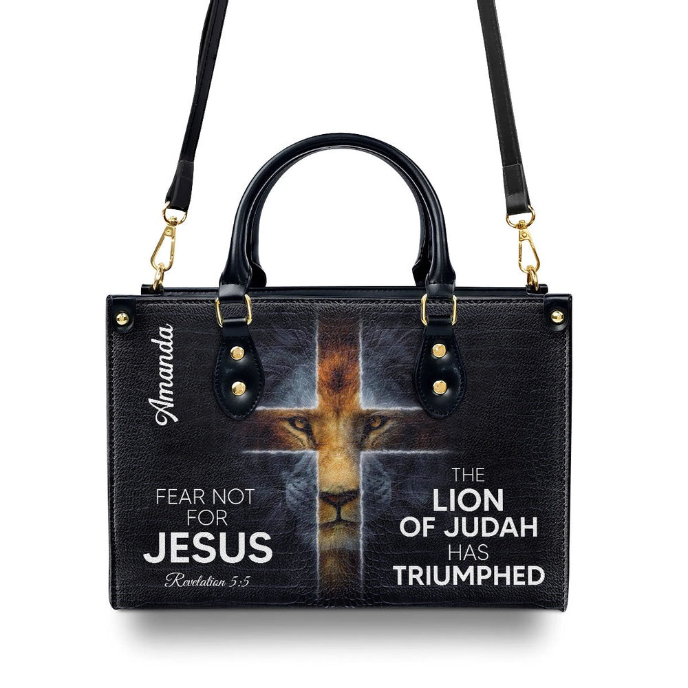 Personalized Christian Leather Bag, Must-Have Personalized Cross Leather Handbag - The Lion Of Judah Has Triumphed, Faith Handbag