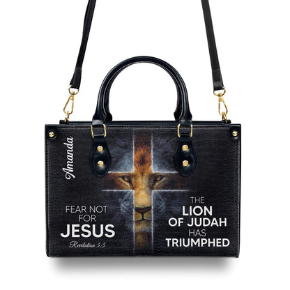 Personalized Christian Leather Bag, Must-Have Personalized Cross Leather Handbag - The Lion Of Judah Has Triumphed, Faith Handbag