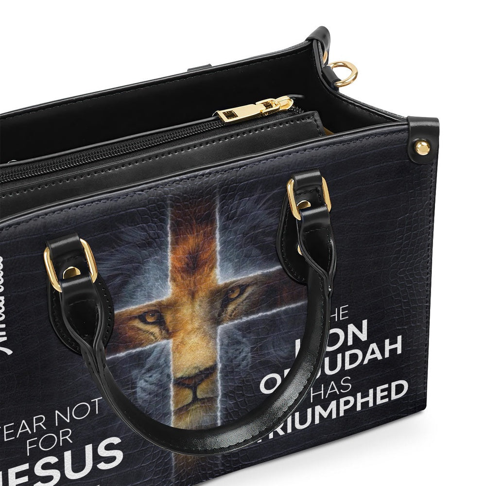 Personalized Christian Leather Bag, Must-Have Personalized Cross Leather Handbag - The Lion Of Judah Has Triumphed, Faith Handbag