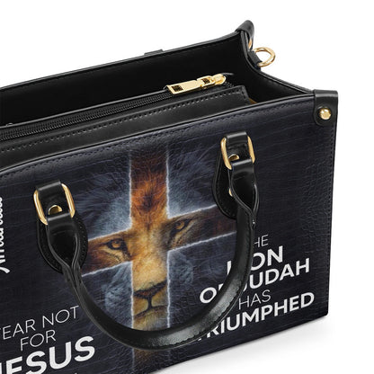 Personalized Christian Leather Bag, Must-Have Personalized Cross Leather Handbag - The Lion Of Judah Has Triumphed, Faith Handbag