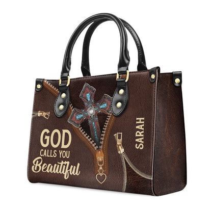 Personalized Christian Leather Bag, Must-Have Personalized Leather Handbag - God Calls You Beautiful, Faith Handbag