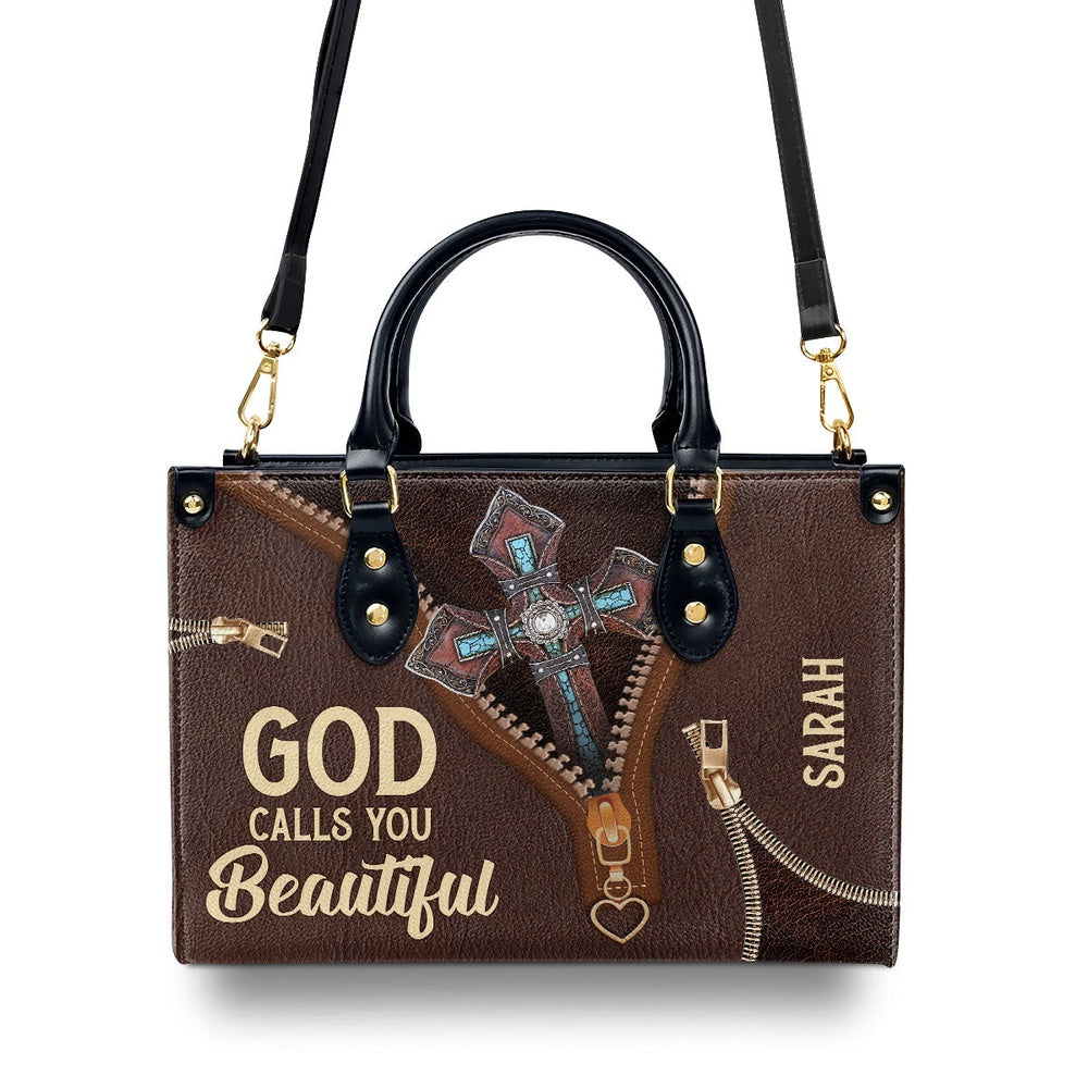 Personalized Christian Leather Bag, Must-Have Personalized Leather Handbag - God Calls You Beautiful, Faith Handbag