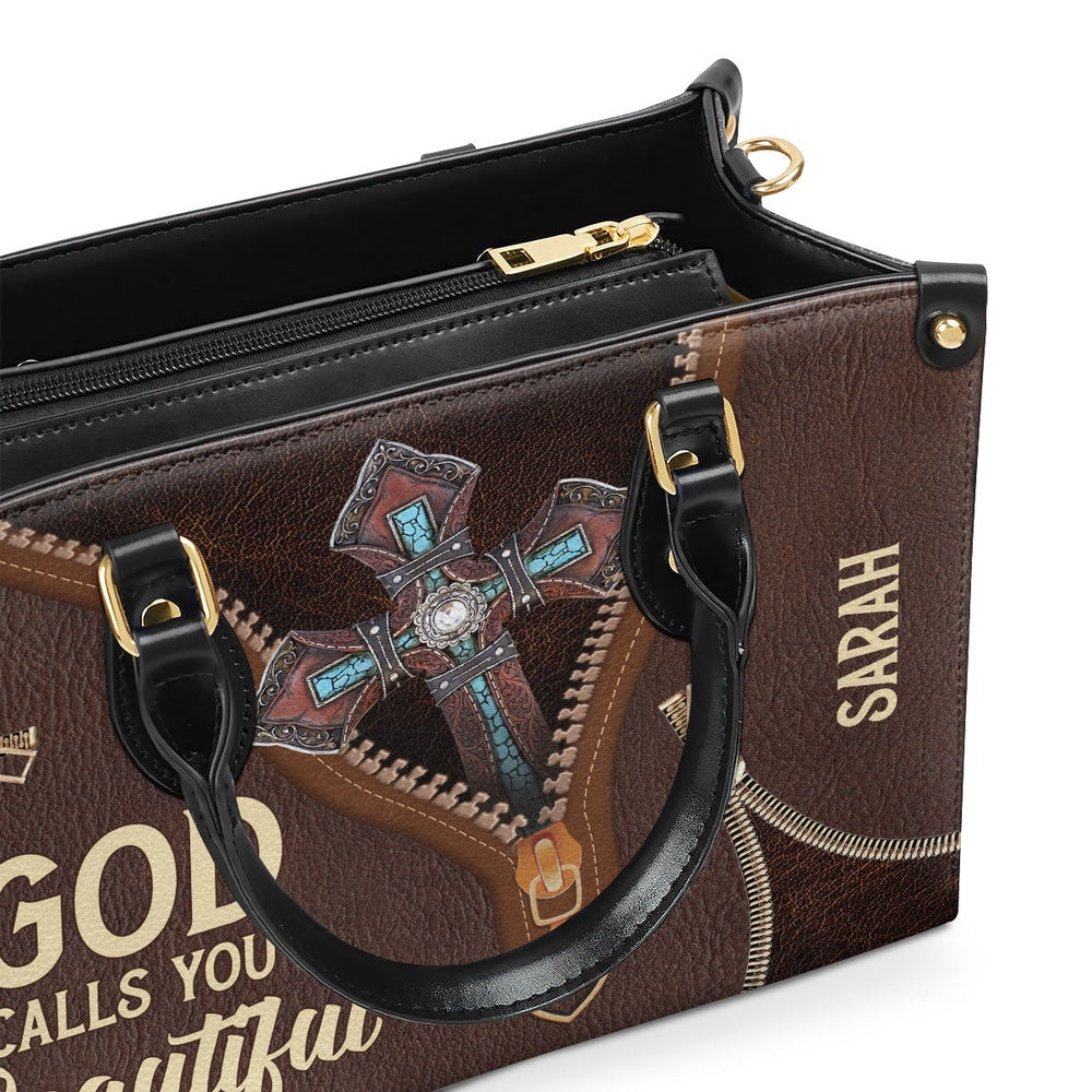 Personalized Christian Leather Bag, Must-Have Personalized Leather Handbag - God Calls You Beautiful, Faith Handbag