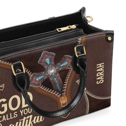 Personalized Christian Leather Bag, Must-Have Personalized Leather Handbag - God Calls You Beautiful, Faith Handbag