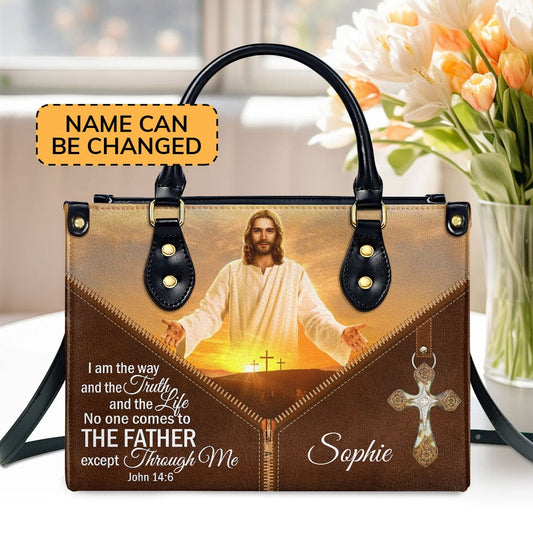 Personalized Christian Leather Bag, Must-Have Personalized Leather Handbag - I Am The Way And The Truth And The Life, Faith Handbag