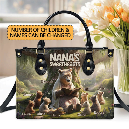 Personalized Christian Leather Bag, Nana's Sweethearts Personalized Leather Handbag, Faith Handbag