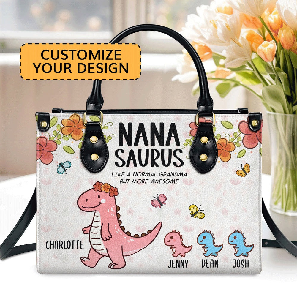 Personalized Christian Leather Bag, Nanasaurus Personalized Leather Handbag, Faith Handbag