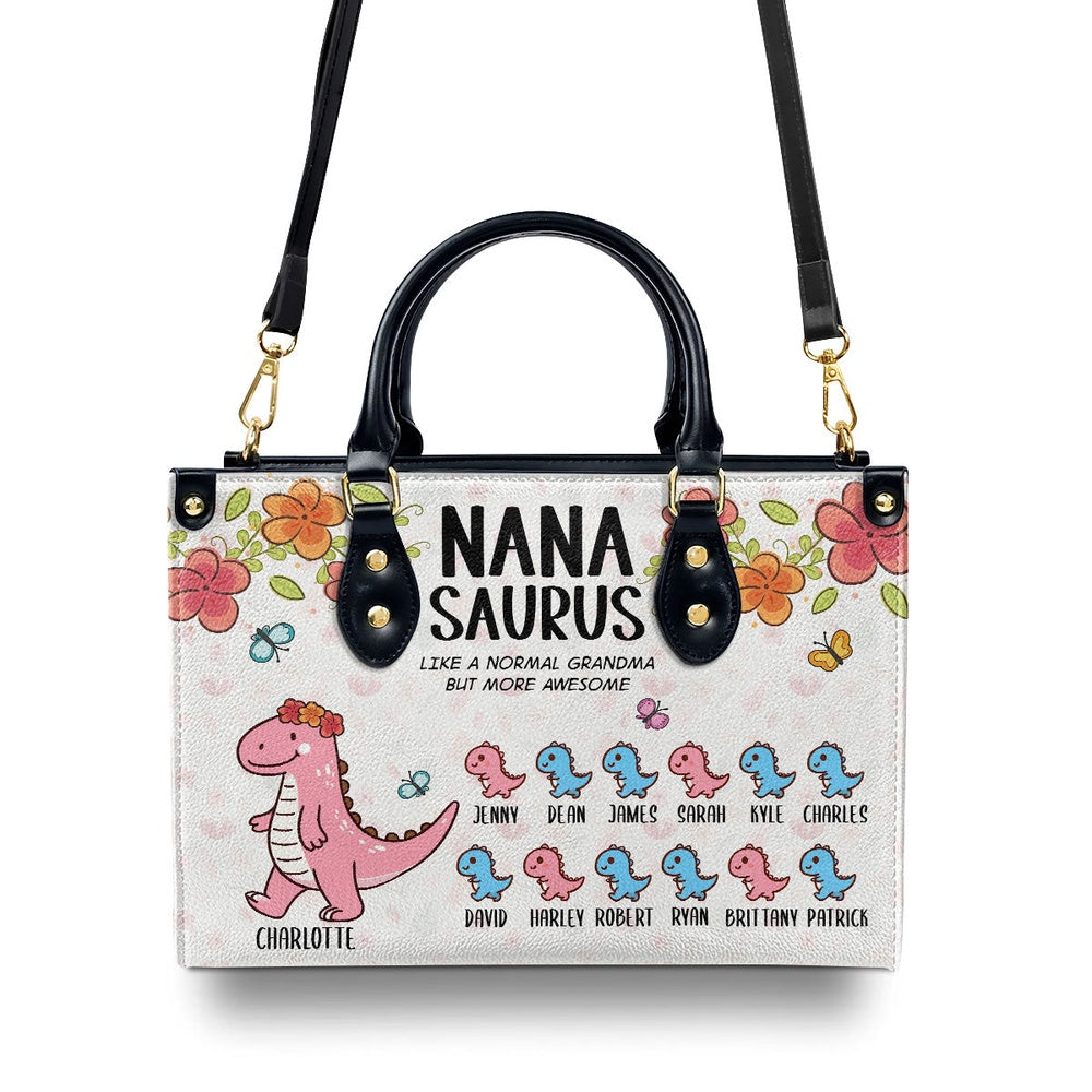 Personalized Christian Leather Bag, Nanasaurus Personalized Leather Handbag, Faith Handbag