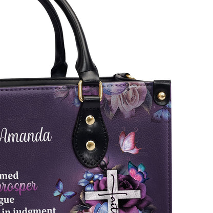 Personalized Christian Leather Bag, No Weapon Formed Against You Shall Prosper - Lovely Personalized Leather Handbag, Faith Handbag