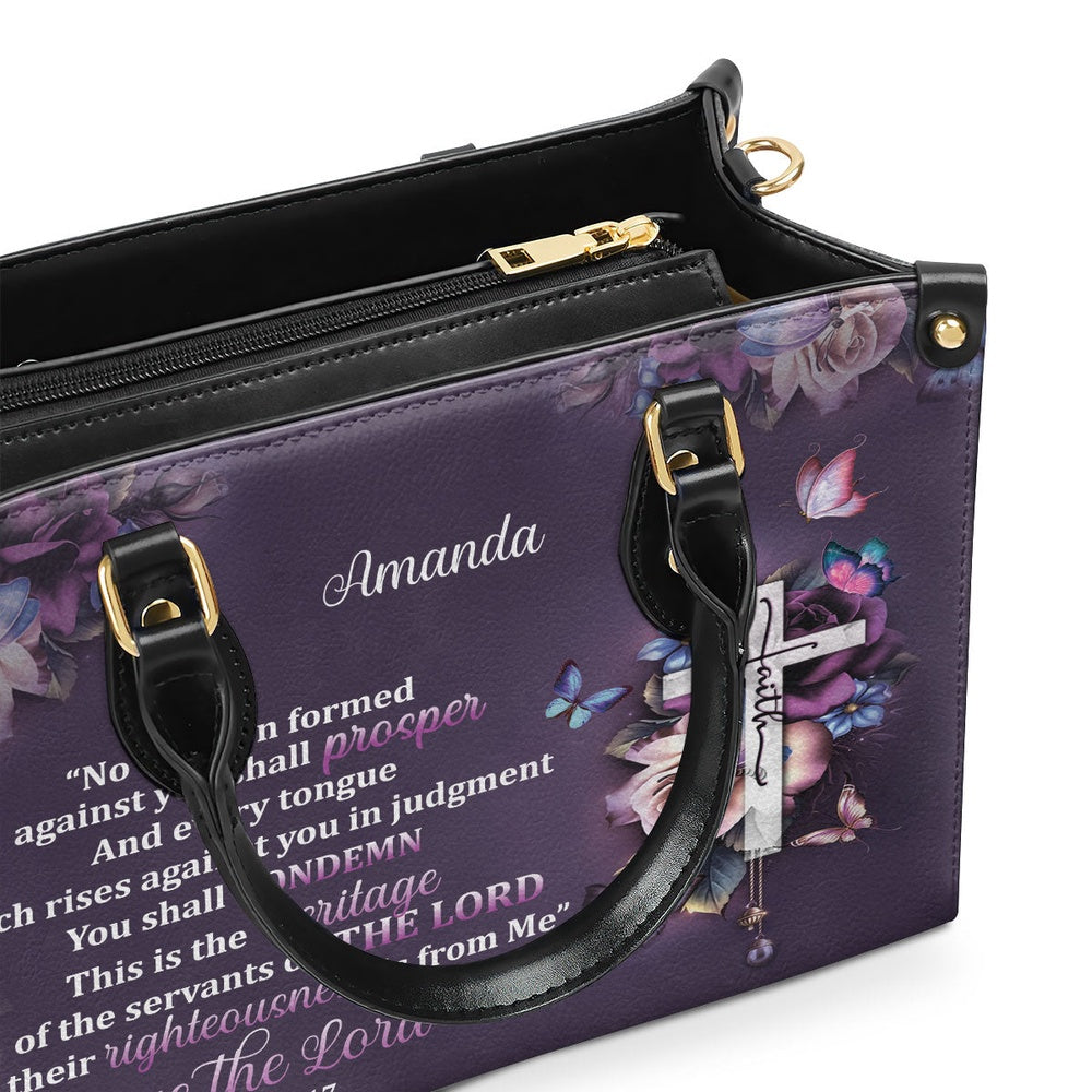 Personalized Christian Leather Bag, No Weapon Formed Against You Shall Prosper - Lovely Personalized Leather Handbag, Faith Handbag