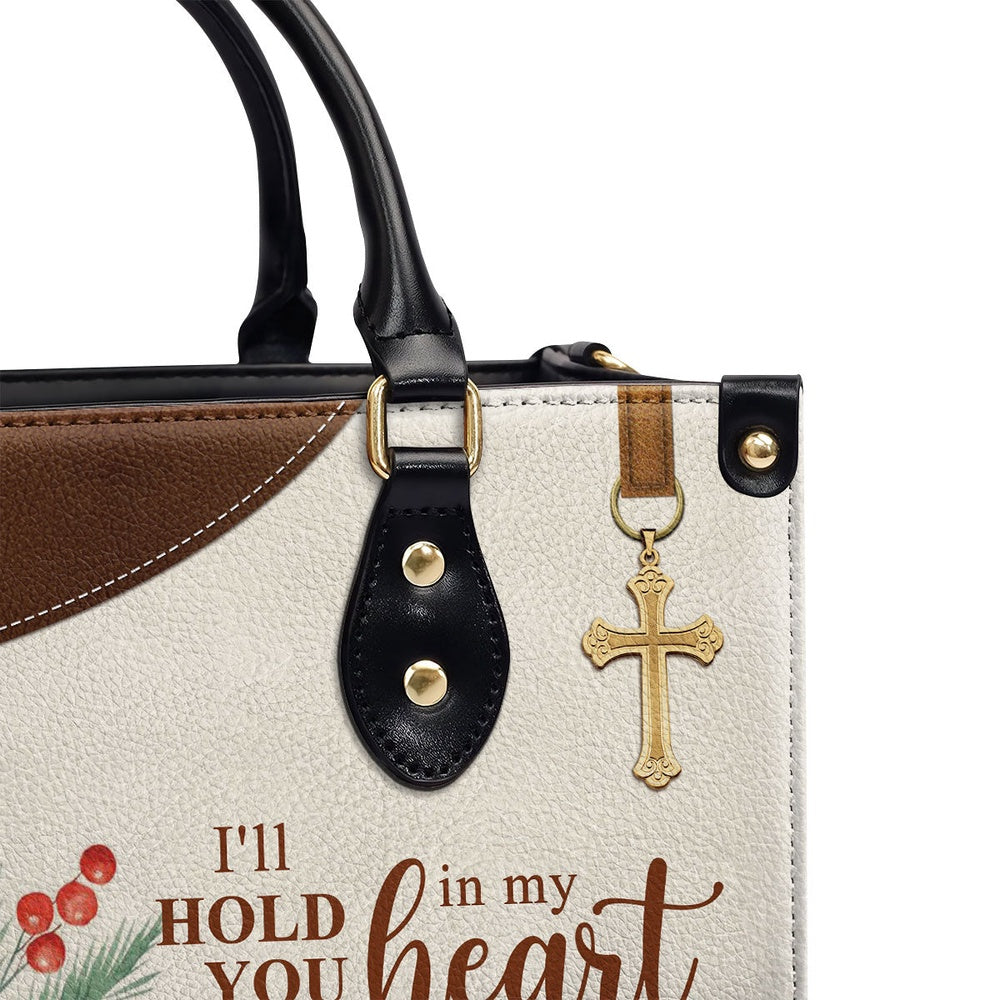 Personalized Christian Leather Bag, Personalized Cardinal Bird Leather Handbag - Iâ€˜ll Hold You In My Heart, Faith Handbag