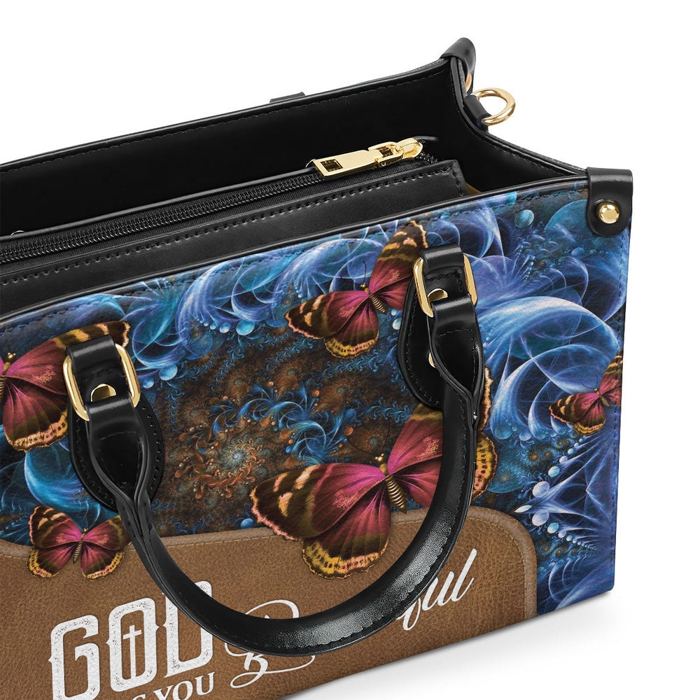 Personalized Christian Leather Bag, Pretty Personalized Butterfly Leather Handbag - God Calls You Beautiful, Faith Handbag
