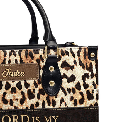 Personalized Christian Leather Bag, Psalm 287 The Lord Is My Strength And My Shield Leather Handbag, Worship Gift For Women's Ministry, Faith Handbag