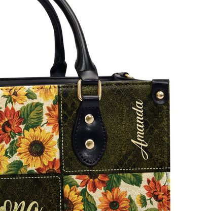 Personalized Christian Leather Bag, Psalm 3124 Leather Handbag Gift For Bible Study Groups Be Strong And Let Your Heart Take Courage, Faith Handbag