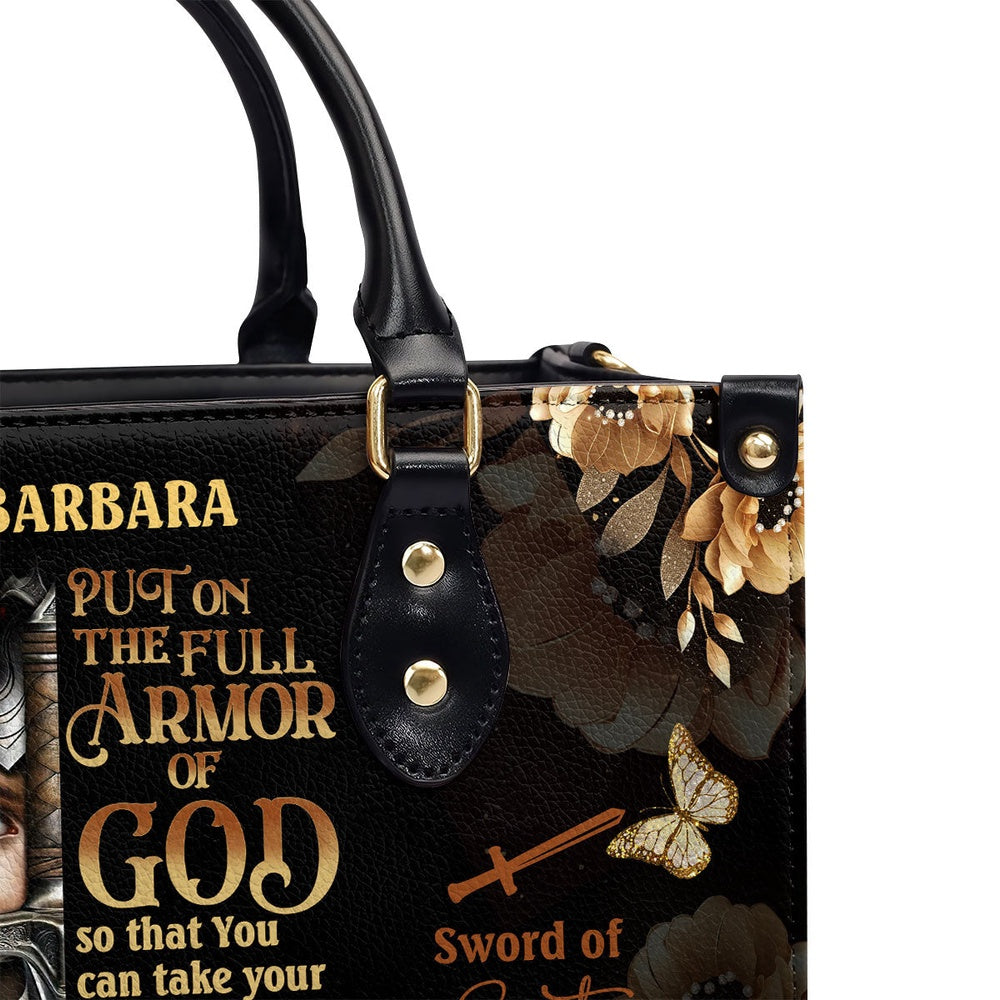 Personalized Christian Leather Bag, Put On The Full Armor Of God Leather Handbag, Faith Handbag