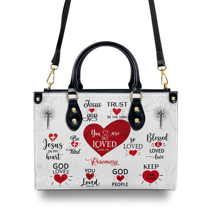 Personalized Christian Leather Bag, Romantic Religious Gifts For Christian Women You Are So Loved Leather Handbag, Faith Handbag