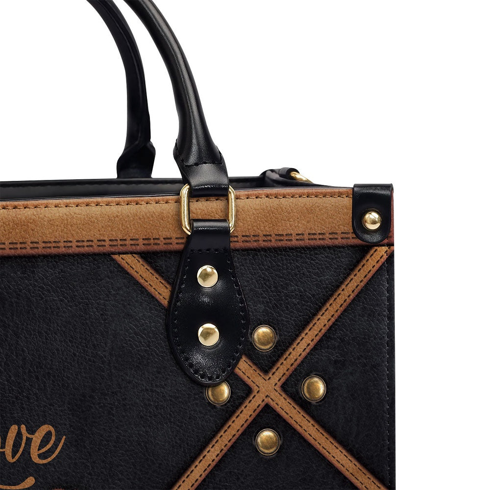 Personalized Christian Leather Bag, Shape Of Love - Personalized Christian Leather Handbag, Faith Handbag