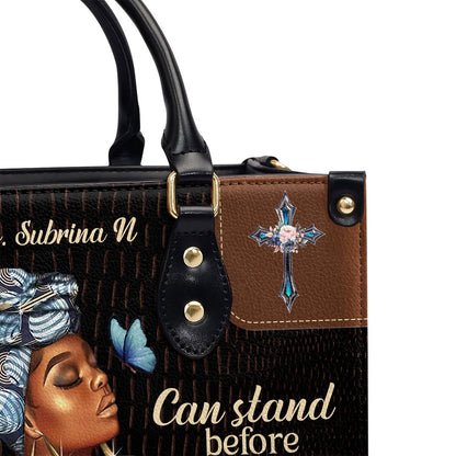 Personalized Christian Leather Bag, She Who Kneels Before God Can Stand Before Anyone Leather Handbag, Faith Handbag