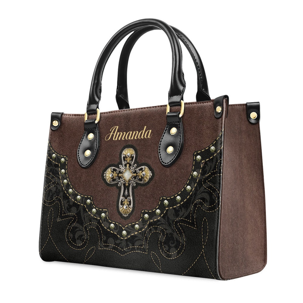 Personalized Christian Leather Bag, Special Cross Leather Handbag, Faith Handbag